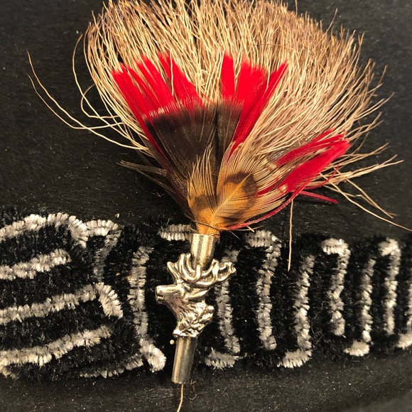 Bonar Phelps black men’s dress hat fedora 10x short brim gray feather elk red - Picture 2 of 14